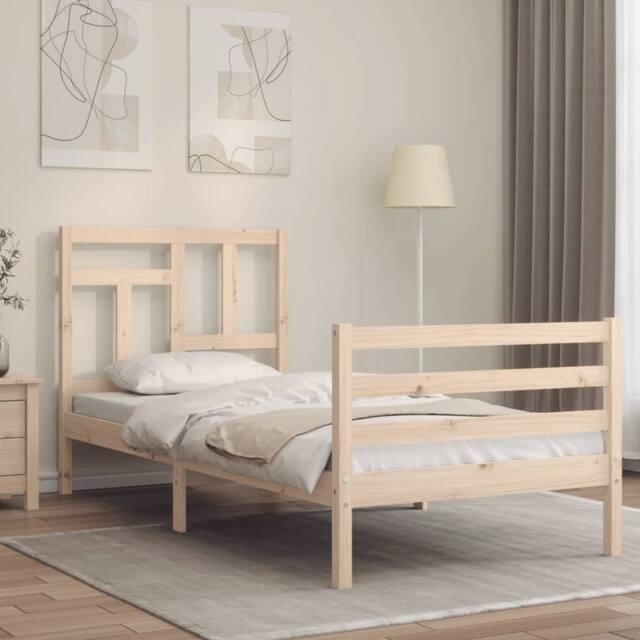 Berkfield Home Bed Frame with Headboard Single Solid Wood in Brown by ...