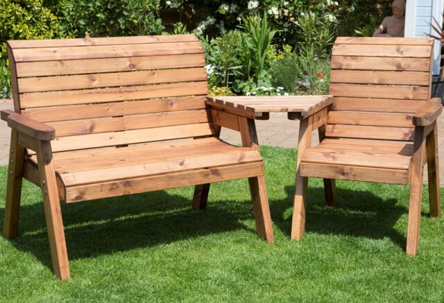 Samuel Alexander Hand Made 3 Seater Chunky Rustic Wooden Garden ...