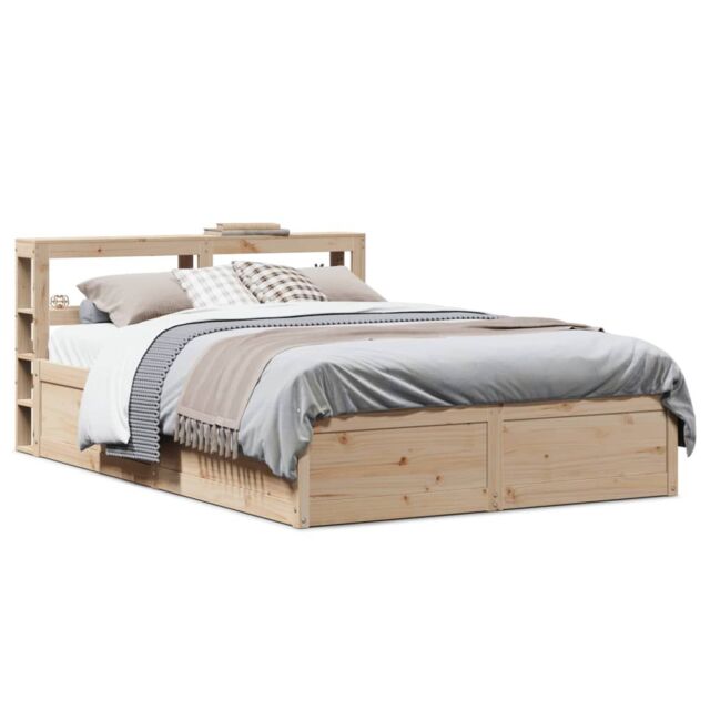 Berkfield Home Bed Frame with Headboard 140x190 cm Solid Wood Pine in ...