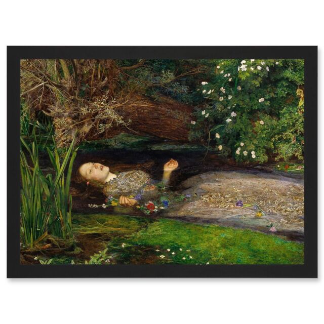 Framed Canvas Wall Art: John Everett Millais' Ophelia - Giclee Print Reproduction