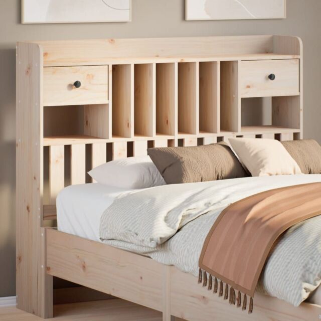 Headboard with Storage 120 cm Solid Wood Pine by Debenhams | ufurnish.com