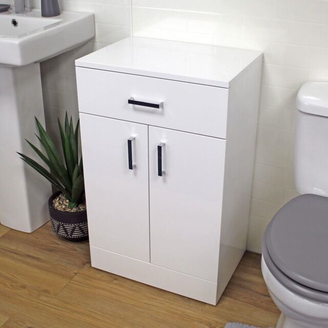 Salerno High Gloss White Bathroom Double Door Cabinet by Debenhams ...