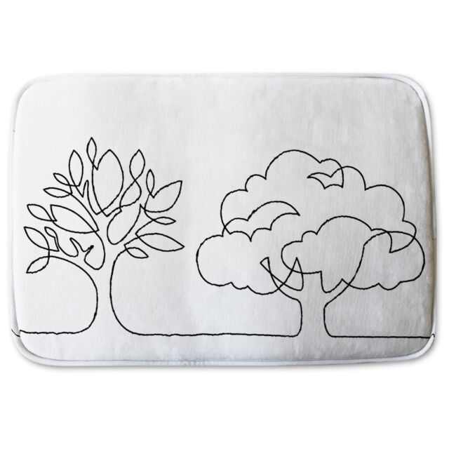 Benjamin Tate Design line drawing of trees Designer Bathmat in Blue by ...