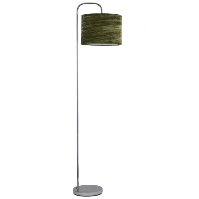 Chrome Arched Floor Lamp with Green Crushed Velvet Shade by Debenhams ...