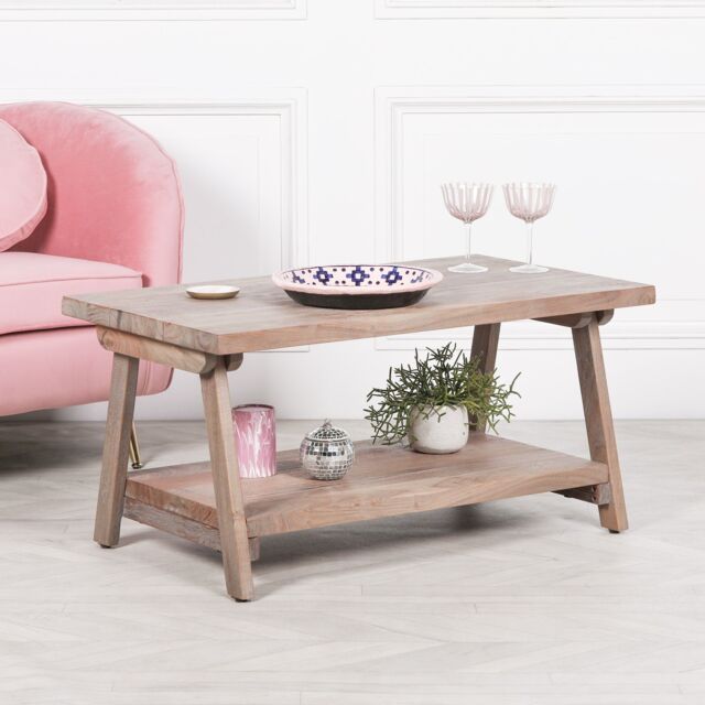 95cm Rustic Acacia Wooden A Frame Coffee Table by Debenhams | ufurnish.com