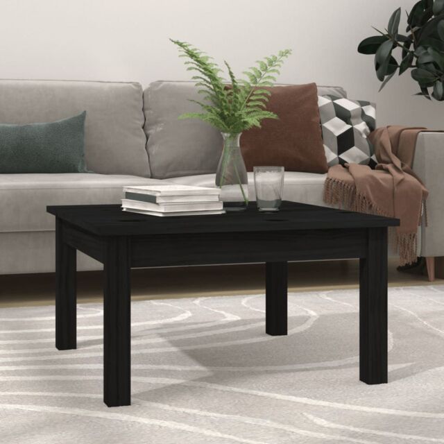 Berkfield Home Coffee Table Black 55x55x30 cm Solid Wood Pine - Size ...