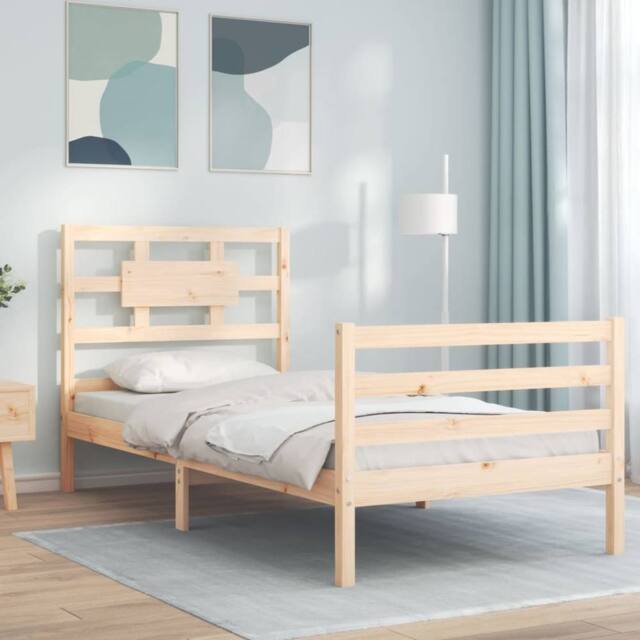 Berkfield Home Bed Frame with Headboard Single Solid Wood in Brown by ...