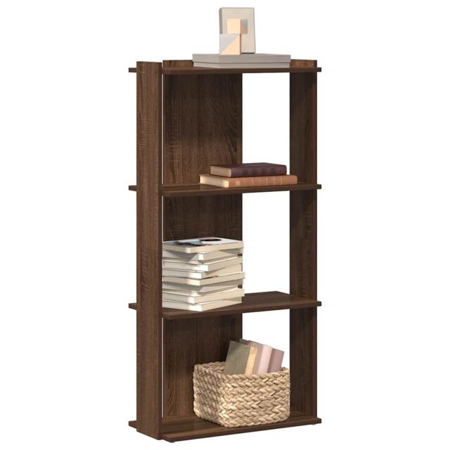 Berkfield Home Bookcase 3-Tier Brown Oak 60x30x120 cm Engineered Wood ...