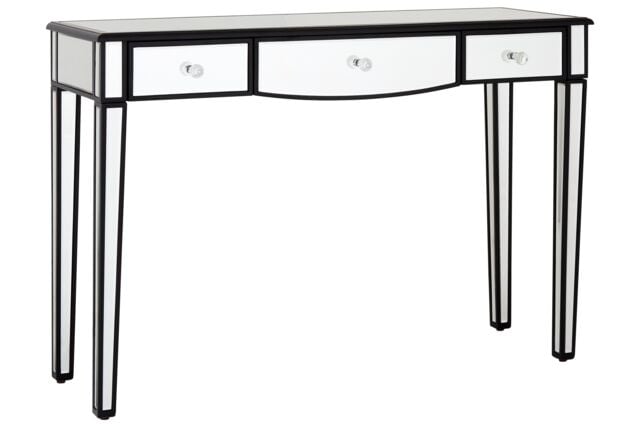 Stylish 3 Drawer Console Table With Mirrored Frame, Mirrored Console Table With Drawers For ...