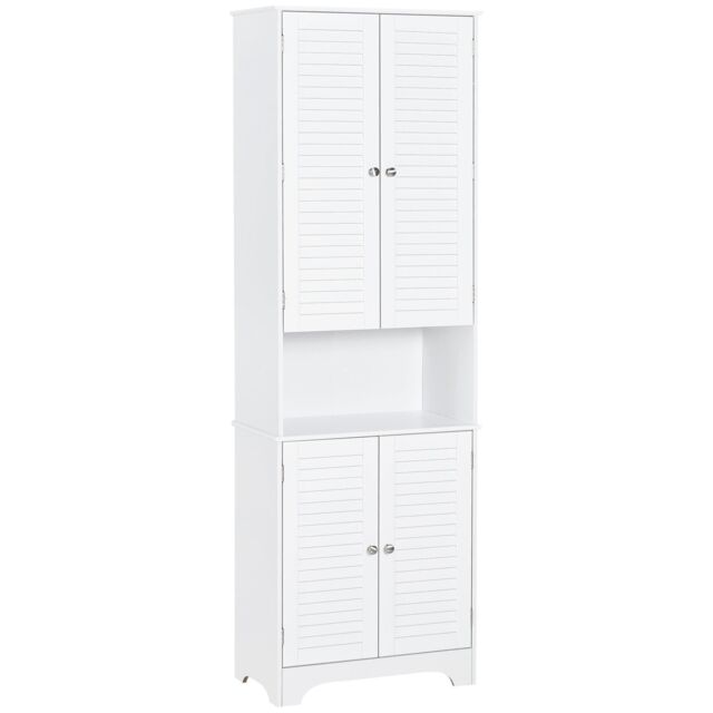 Tall Freestanding Bathroom Cabinet Retro Shutters 3 Shelves by ...