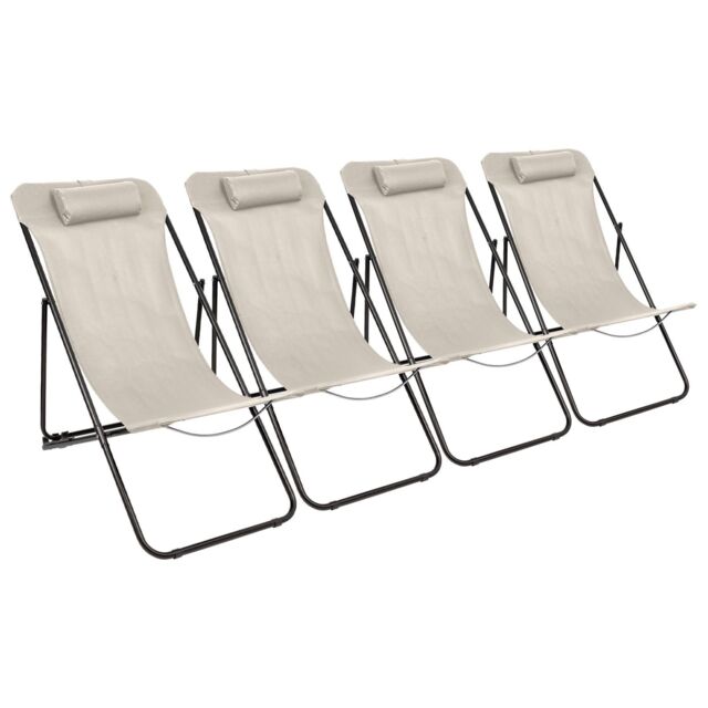Folding Metal Deck Chairs - Matt Black - Pack of 4 by Debenhams ...