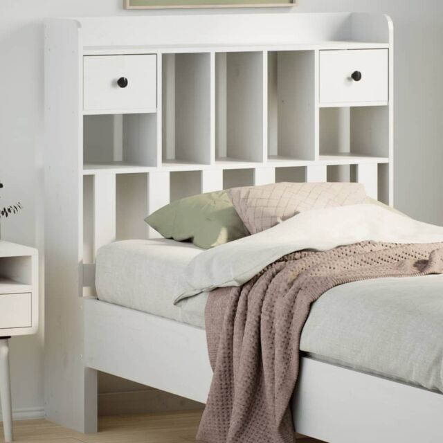 Berkfield Home Headboard with Storage White 90 cm Solid Wood Pine by ...