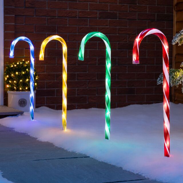 Christow Candy Cane Lights Large LED Christmas Pathway Decorations ...