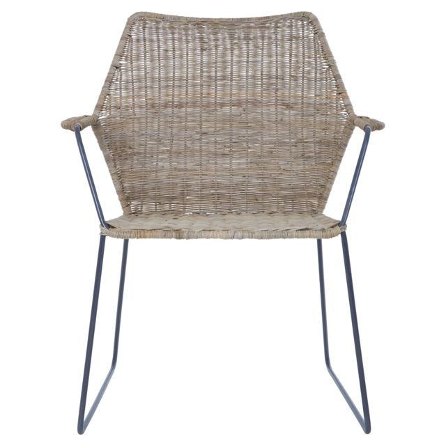Angled Design Natural Rattan Chair, Easy to Clean Outdoor Chair, Arm ...