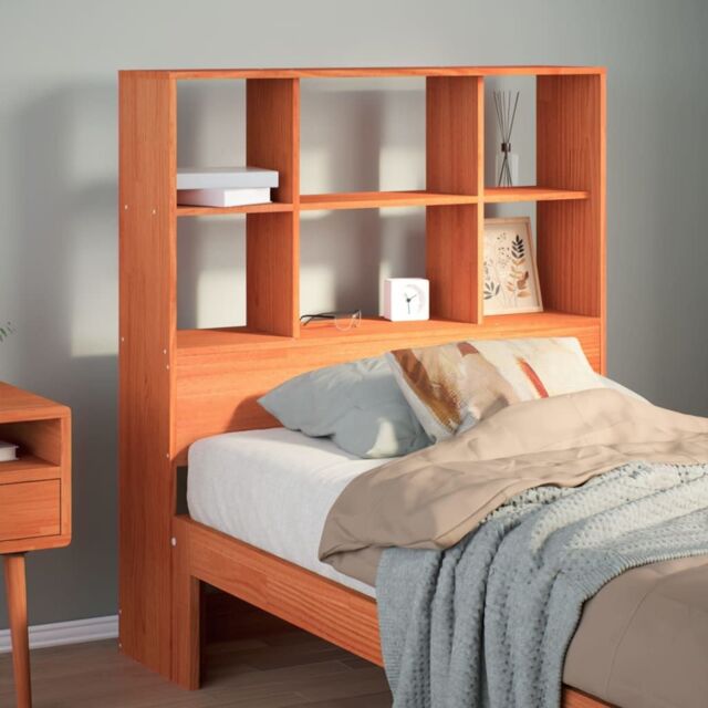 Berkfield Home Headboard with Storage Wax Brown 75 cm Solid Wood Pine ...