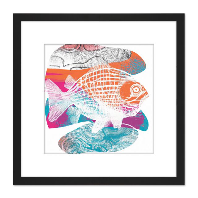 Fanciful Abstract Fish Designs Artery8 Abstract Swimming Fish Pastel Sketch Illustration Orange Blue ...