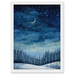 "Artery8 Wall Art Print Clear Sky Starry Night in Forest Covered with ...