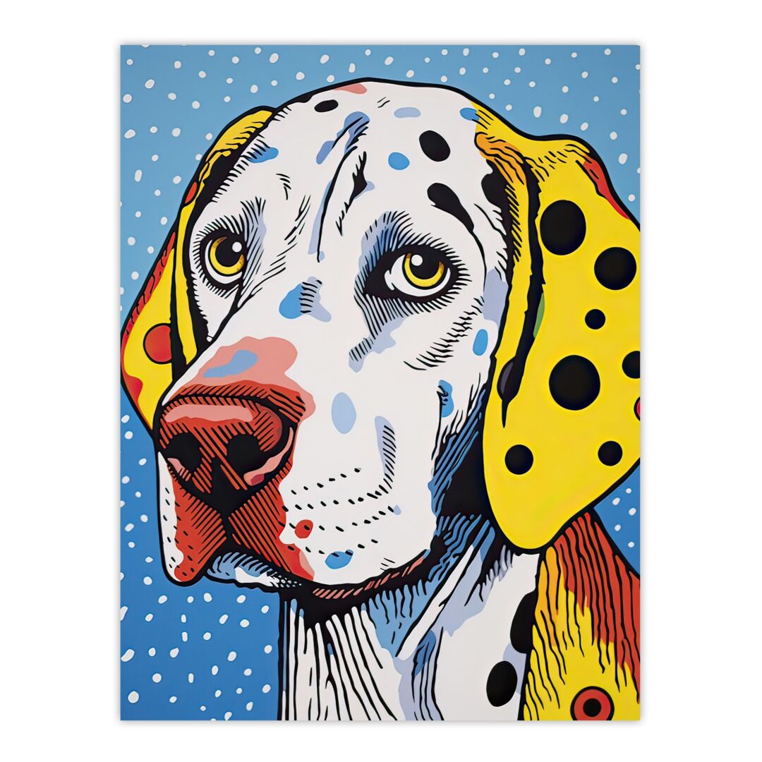 Artery8 Wall Art Print Dalmatian Dog Pop Art Painting Yellow