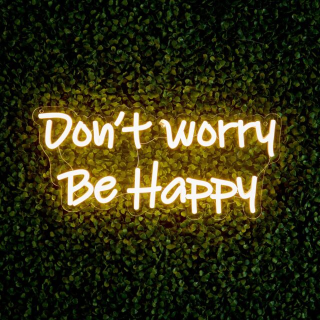 LED Neon Wall Sign Quote - Don't Worry Be Happy by Debenhams | ufurnish.com