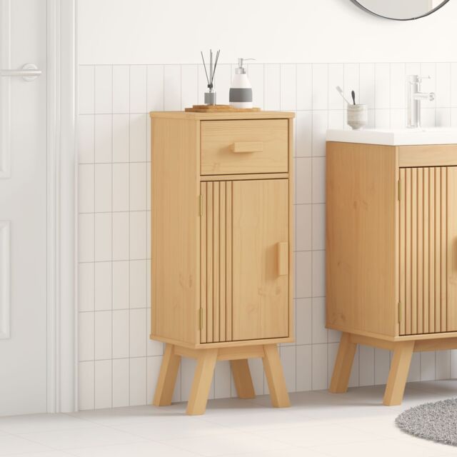 Bathroom Storage Cabinet 35x30x90 cm Solid Wood Pine by Debenhams ...