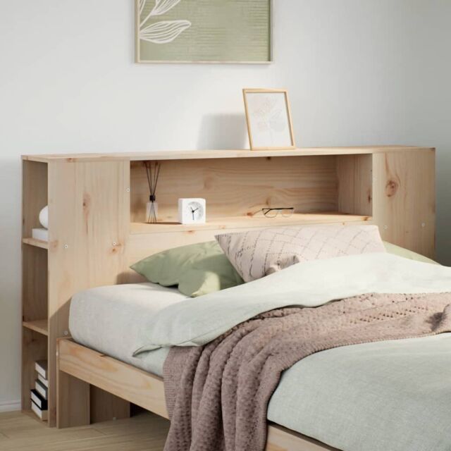 Berkfield Home Headboard with Storage 120 cm Solid Wood Pine in Brown ...