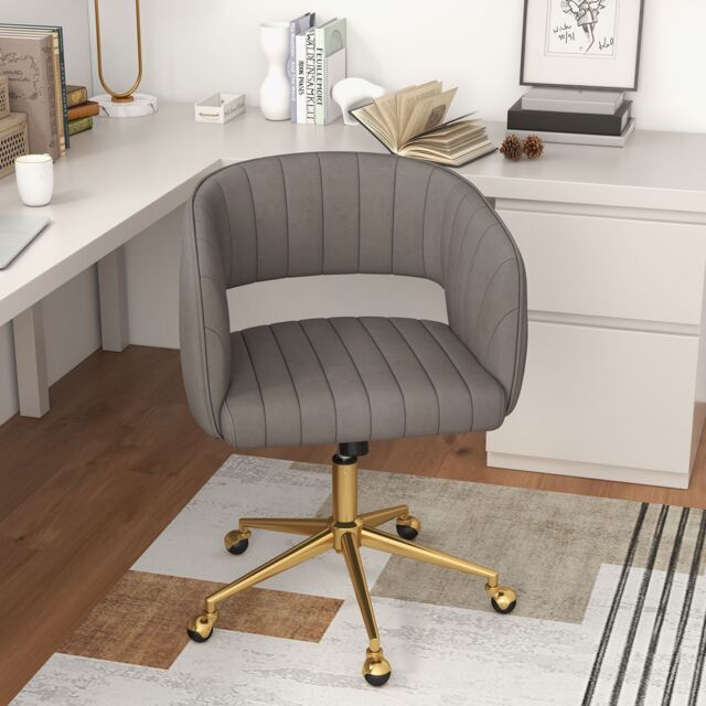 Velvet Home Office Chair Adjustable Modern Swivel Desk Vanity Chair by ...