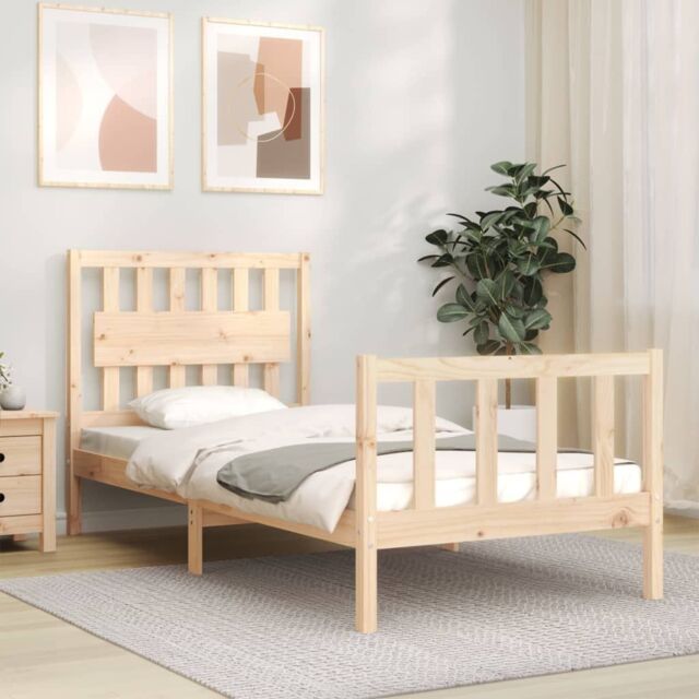 Berkfield Home Bed Frame with Headboard Single Solid Wood in Brown by ...