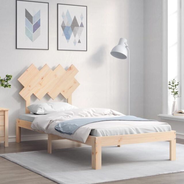 Berkfield Home Bed Frame with Headboard Single Solid Wood in Brown by ...