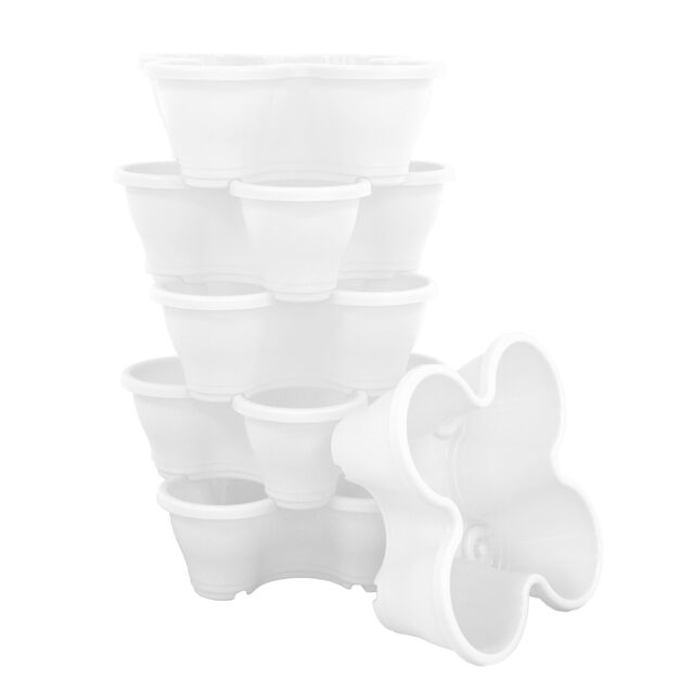 simpa 6PC Quad-Pot Stackable Modular Planters in White by Debenhams ...
