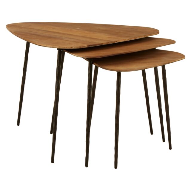 Triangle Table Display Orsina Textured Wooden Triangular Tables, Set of 3 End Tables, Compact ...