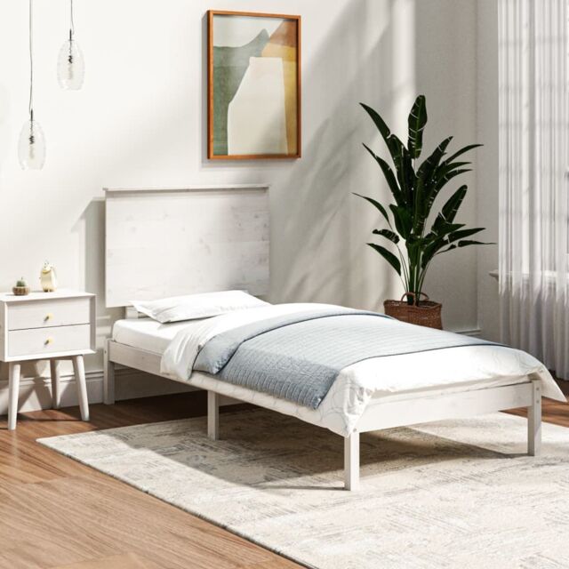 Berkfield Home Bed Frame White Solid Wood Pine 90x200 cm by Debenhams ...