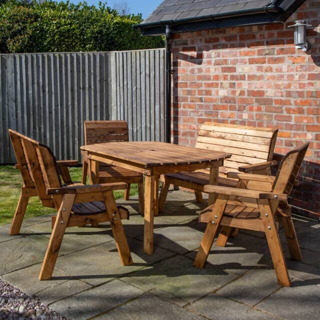 Samuel Alexander Hand Made 6 Seater Rustic Wooden Garden Furniture ...