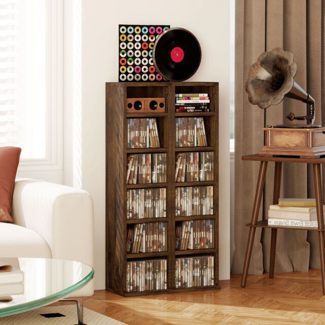 Compact Disc Collection Display HOMCOM Set of 2 CD Media Display Shelf Unit Tower Rack Adjustable in ...