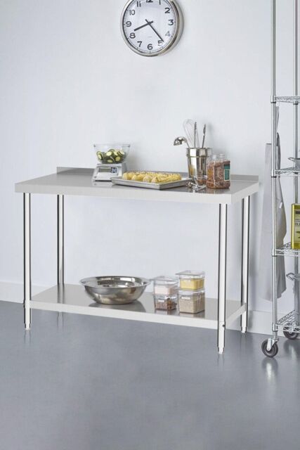 150cm Stainless Steel Storage Prep & Work Table with Backsplash for ...