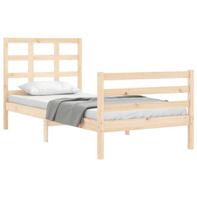Berkfield Home Beautiful Bed Frame with Headboard 90x200 cm Solid Wood ...