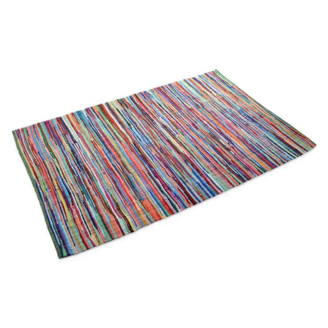 Allure Bath Fashions Chindi Repurposed Fabric Multi Coloured Rag Rug ...