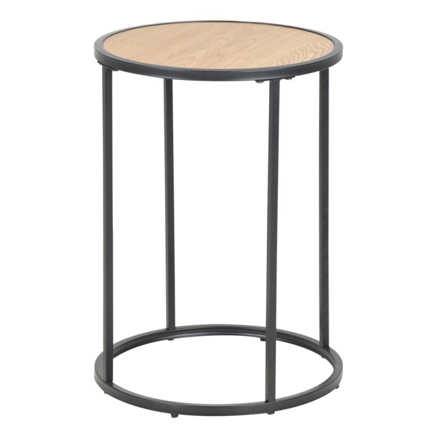Seaford Black Metal Small Round Side Table with Oak Top by Debenhams ...