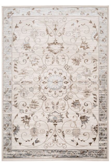 Beige Floral Medallion Luxury Sheen Rug by Debenhams | uFurnish.com