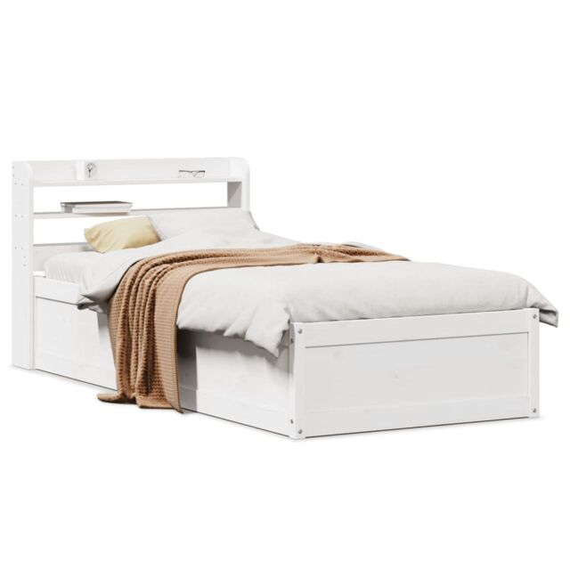 Berkfield Home Bed Frame with Headboard White 90x190 cm Single Solid ...