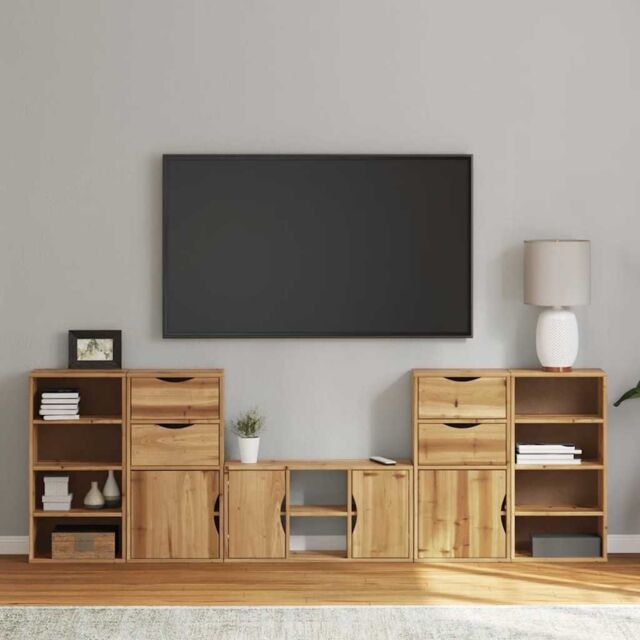 Berkfield Home 5 Piece TV Units with Storage ODDA Solid Wood Pine in ...