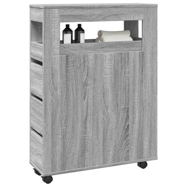 Narrow Bathroom Cabinet with Wheels Grey Sonoma Engineered Wood by ...