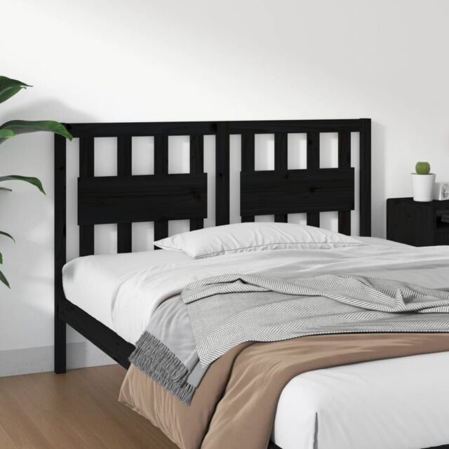 Berkfield Home Bed Headboard Black 145.5x4x100 cm Solid Wood Pine by ...