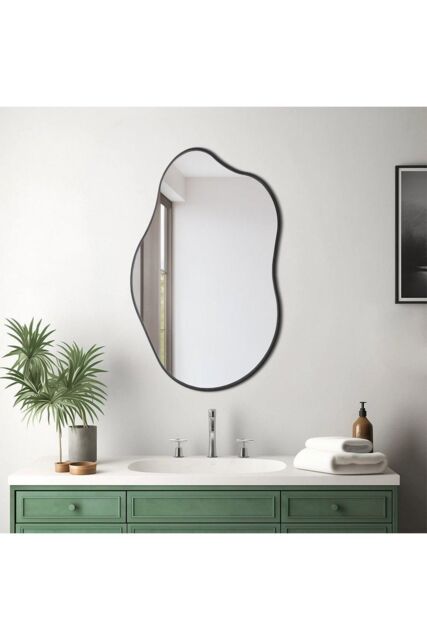 50cm W x 85cm H Irregular Curve Bathroom Mirror Art Deco Wall Mirror ...