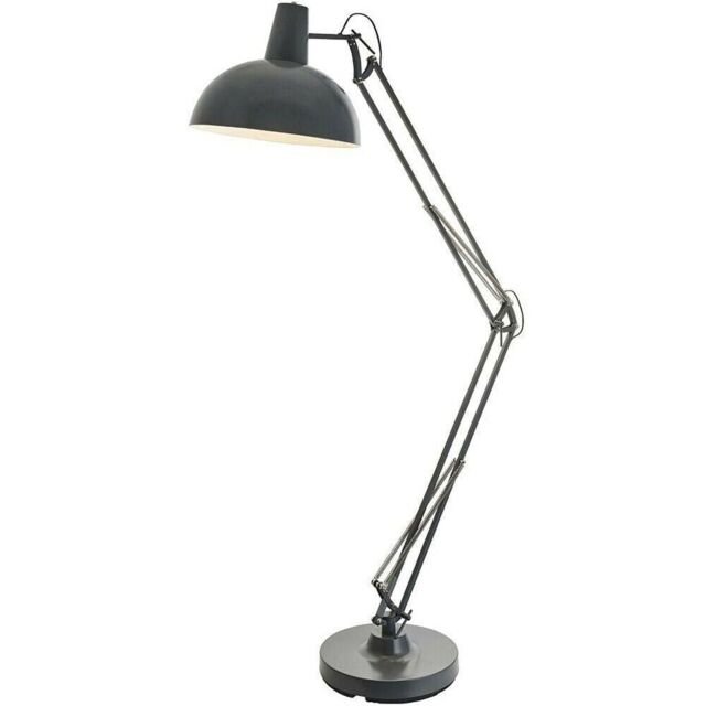 1.7m Adjustable Swing Arm Floor Lamp SLATE GREY Free Standing Living