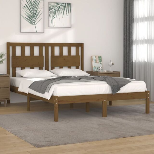 Berkfield Home Bed Frame Honey Brown Solid Wood Pine 200x200 cm by ...
