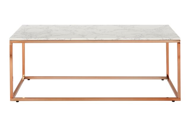 Rectangular White Marble Coffee Table With Rose Gold Metal Base,Table ...