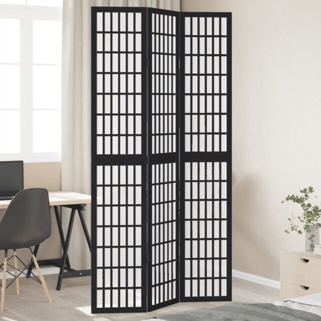 Berkfield Home Room Divider 3 Panels Black Solid Wood Paulownia By berkfield-home-room-divider-3-panels-black-solid-wood-paulownia-by
