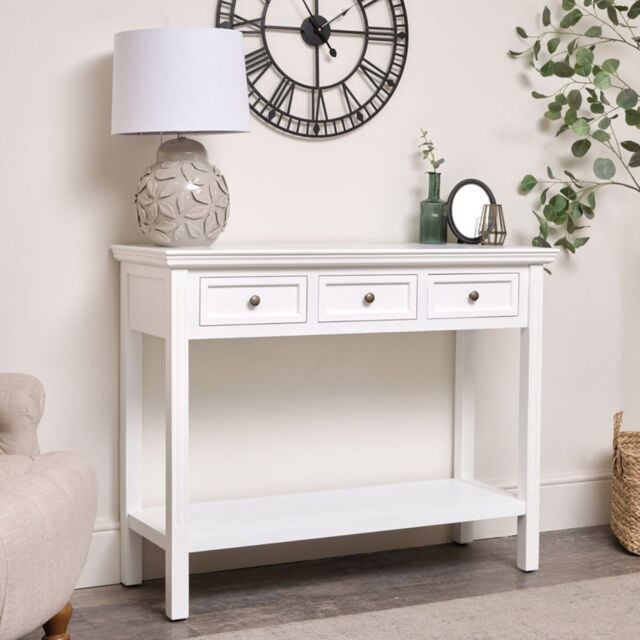 Large White 3 Drawer Sideboard Console Table - Daventry White Range by Debenhams | ufurnish.com