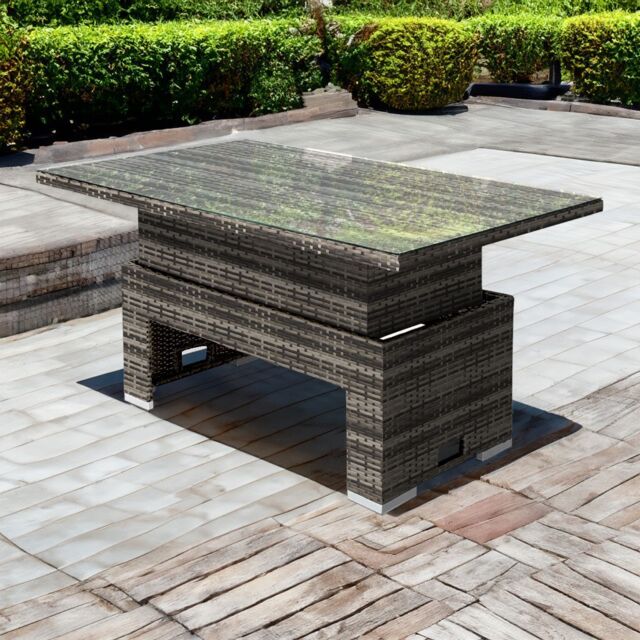 Outdoor Rising Table Rattan Rising Table in Walnut Grey by Debenhams | ufurnish.com