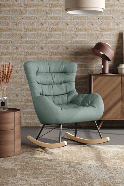 Lake Blue Nordic Wooden Rocking Chair by Debenhams | ufurnish.com